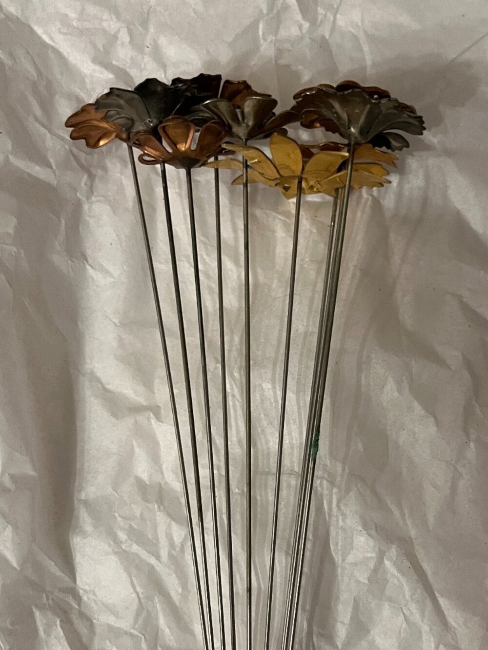 Vintage Metal Flower Bouquet Picks Plant Stakes Set of 9